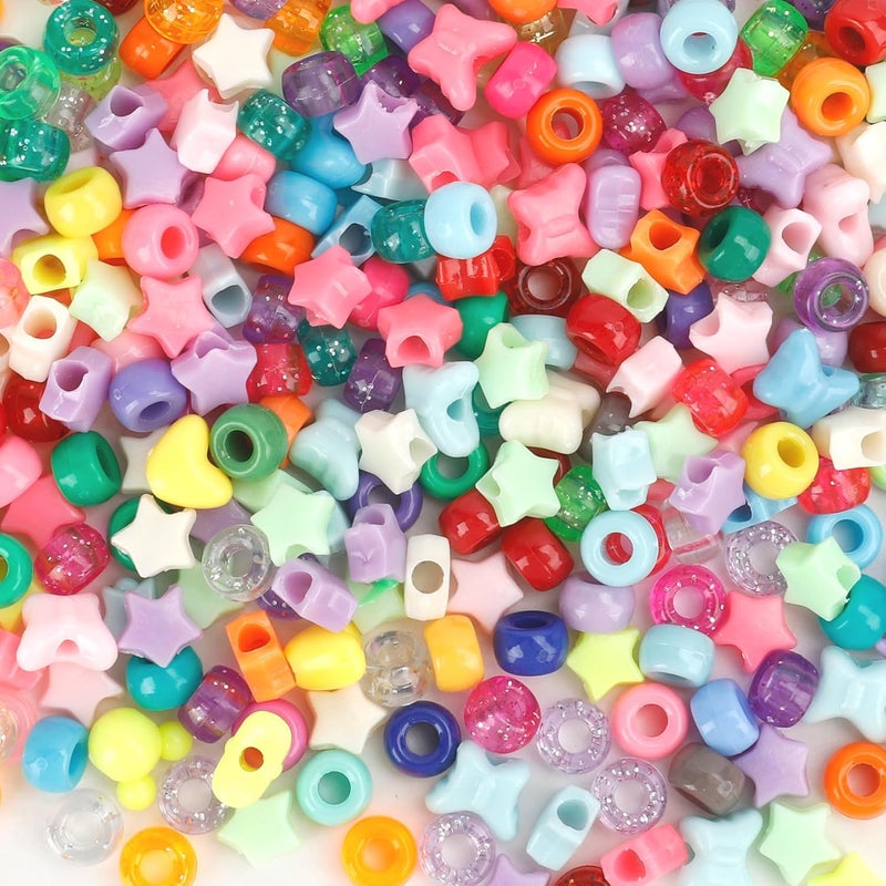 anpiwshjo 1100 Pcs Mixed Colors Shape Barrel Plastic Loose Beads for DIY Craft Projects, Jewelry Making, Bracelets, Hair Beads - Image 1